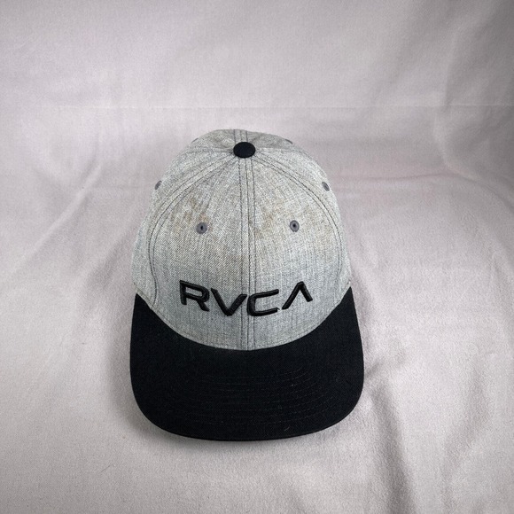 RVCA Hat Mens One Size Gray Snapback Cap Flat Bill Surfer Skater Casual - Picture 6 of 10